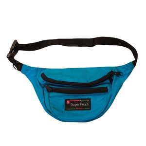 Vintage Super Pouch Teal Fanny Pack Crossbody Bag with Adjustable Strap
